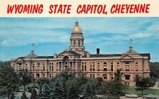 Cheyenne WY Wyoming State Capitol Avenue Main Street View 1950s Postcard L3 picture