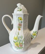 Arthur Wood England VERY RARE TALL Coffee Pot  Trentham Woven Pattern w/floral picture