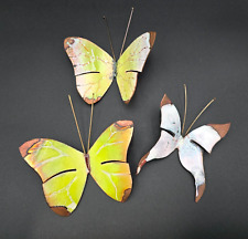 Harold Kerr Enameled Copper Butterfly Sculpture Set MCM Wall Decor Lot of 3 picture