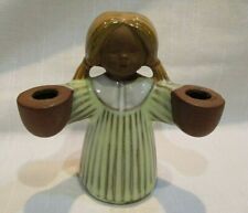 Vtg Goebel W Germany 1969 Terra Cotta Girl Double Candle Holder L 167 Pottery picture