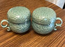 Pair Of Korean Celadon Tea Brewing Mugs W/ Handle picture