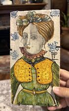 Vintage Vietri? Italian Hand Painted Glazed Terracotta Wall Tile Monarch Woman picture