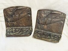 *RARE FIND* Antique🔥Charles LINDBERGH BRONZED Cast🔥Iron 1st FLIGHT🔥BOOKENDS picture