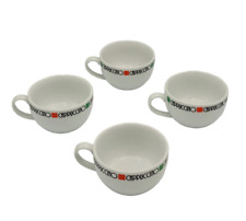 4 Cappuccino Cups White with Italian Colors Prejecting 2500 Ltd Coffee Barista picture