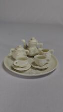 Miniature White Flower Bisque Porcelain Tea Set picture