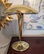 Accent Lamp Shiny Brass Mushroom Umbrella Automic Vintage Gold Two Light Bulbs  picture