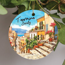 Taormina Sicily Italy, Italian Travel Souvenir, Gift, Ceramic Christmas Ornament picture