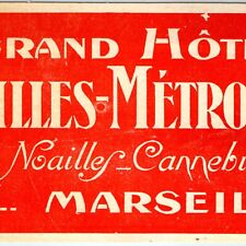 c1930s Marseille, France Luggage Label Grand Hotel Noailles Metropole Glossy C42 picture