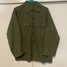Vintage 1940s WWII US ARMY HBT Herringbone Twill 13 Star Button Shirt picture