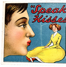 Antique 1910 Romance Comic Greetings Postcard  speaking Of Kisses  F&W / Unused picture