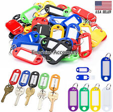 50/100 Plastic Key Tags Metal Ring Luggage Card Name Label Keychain Split Rings picture
