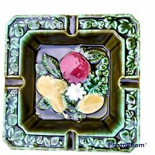Vintage Nevco Japan Ashtray Avocado Green with Apple Pear Lemon Fruit Signed picture