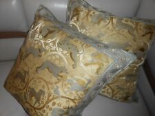 Luigi Bevilacqua pillows MOSAICO lampas fabric Gold Gray colors Custom new PAIR picture