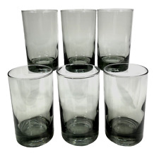 Vintage Libbey Black Grey Smokey Glass Tumblers Juice Glasses Barware 4