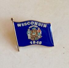 WISCONSIN 1848 STATE FLAG Lapel Pin Pinback * Vintage * Combine Shipping picture