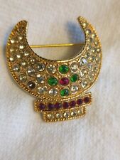 Vintage Jeweled Shriners Masonic Crescent Jeweled Tassel Hat Pin  picture