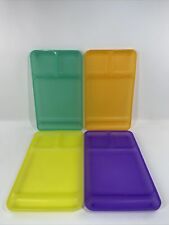 TUPPERWARE VTG Divided Dinner Lunch Cafeteria Trays 9x15 LOT of 4 Stackable picture