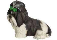 Danbury Mint Collector Large SHIH-TZU Dog Puppy Resin Statue  GREEN Bow  picture