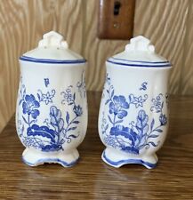 Gift Idea Creations China White W/ Blue Flowers Salt & Pepper Shakers Vintage picture