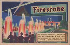 Postcard Firestone Singing Color Fountain Chicago World's Fair 1933  picture