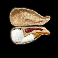 Block Meerschaum Pipe 925 silver unsmoked XL smoking tobacco pipe w case MD-340 picture