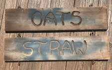 Antiques Wood Carved Barn Board Sign OATS STRAW Primitive Vintage Double Hanger picture