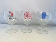 Set of 3 Vintage Michelob, Budweiser, PBR Stemmed Glass Goblet Cup, thumbprint picture