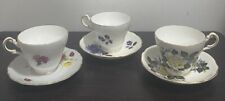 Lot 3 Regency English Bone China Tea Cups And Saucers Floral Design picture