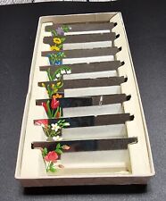 Place Setting Name Plates Mirror Glass Flowers Floral Set of 8 in Box Vintage picture