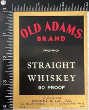 Old Adams Brand Straight Whiskey Label - MASSACHUSETTS picture