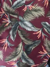 Vintage Tropical Cotton Fabric Orange, Maroon, Green, Leafy Green 30”x 54” picture