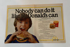 1979 McDonald's restaurant Quarter Pounder / Big Mac / French Fries 2 page ad picture