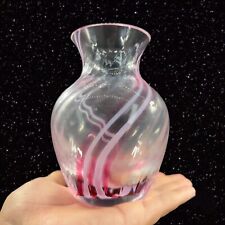 Vintage Caithness of Scotland Pink White Swirl Art Glass Vase Hand Made Glass picture