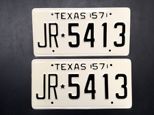 VINTAGE 1957 TEXAS TX. LICENSE PLATE SET VERY NICELY RESTORED HIGH QUALITY picture
