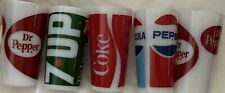 Set of 5 Vintage Hazel Atlas Coca Cola 7UP Dr Pepper Pepsi Milk Glass Tumblers picture