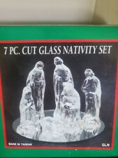 Vintage Cut Glass Nativity Set 7 Piece Mirror  picture
