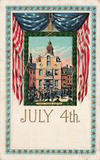 July 4 Patriotic Vintage 1912 art Postcard State House Boston Independence Day picture