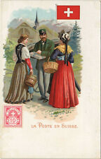 PC POSTS OF THE WORLD, LA POSTE EN SWISSE, Vintage LITHO Postcard (b34734) picture