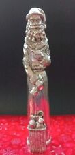 VINTIGE CLASSICAL SANTA CLAUSE SILVER STATUE. 9 1/2 INCH. TALL picture