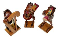 3 Real Toad Frog Music Band Figurines Harp Guitar Taxidermy 4.5” Vtg picture