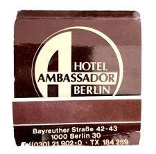 Hotel Ambassador Berlin Vintage Matchbook Germany Europe Unstruck E34m6 picture