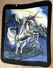 VTG HANILON Unicorn Rainbow Korean Mink Reversible Plush Blanket 77x89” 7 Lb picture