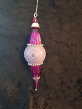 Vintage Pink Siver Bohemian Crystal Cut Glass Ornament  picture