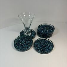 Vintage MCM Abalone Lucite Resin Coaster Set picture