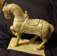 Bombay Carved Horse Figure - Antique Beige/ Distressed Look picture