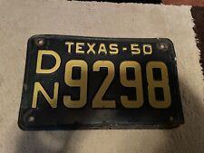 1950 TEXAS  LICENSE PLATE DN 9298 picture