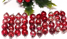Vintage Red Christmas Ornaments lot of 10 Mercury Glass Bead Icicles sn328 picture