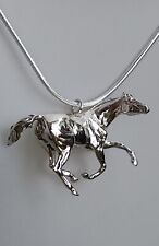 LARGE Galloping Mare Horse Sterling Silver Pendant & Chain Zimmer horse jewelry picture
