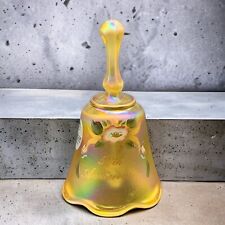 FENTON Glass Hand Painted 50TH ANNIVERSARY IRIDESCENT YELLOW Bell Signed 4”T 2”W picture
