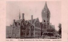 Chicago Milwaukee & St Paul Railway Depot Milwaukee WI 1907 RPPC Postcard picture